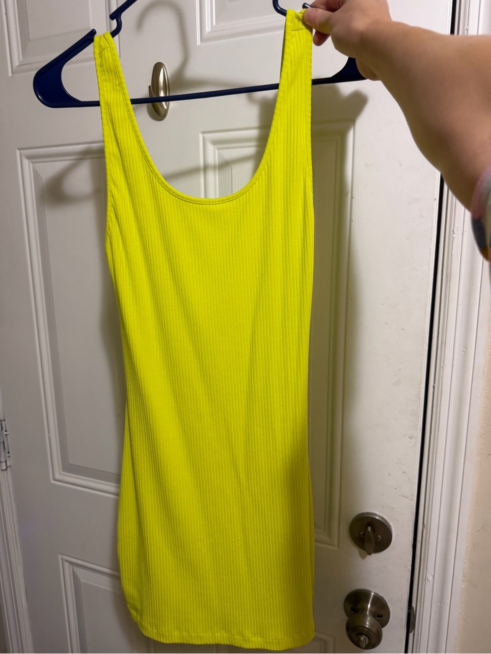 superdown Neon Yellow Ribbed Scoop Mini Dress